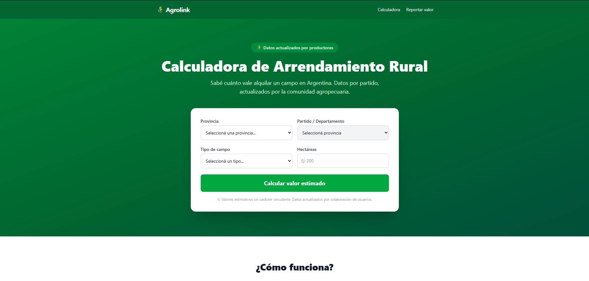 Calculadora de Arrendamientos Rurales